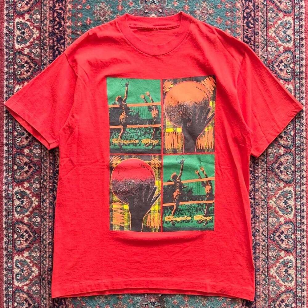 Vintage 90s Bugle Boy Volleyball Graphic T-Shirt Red